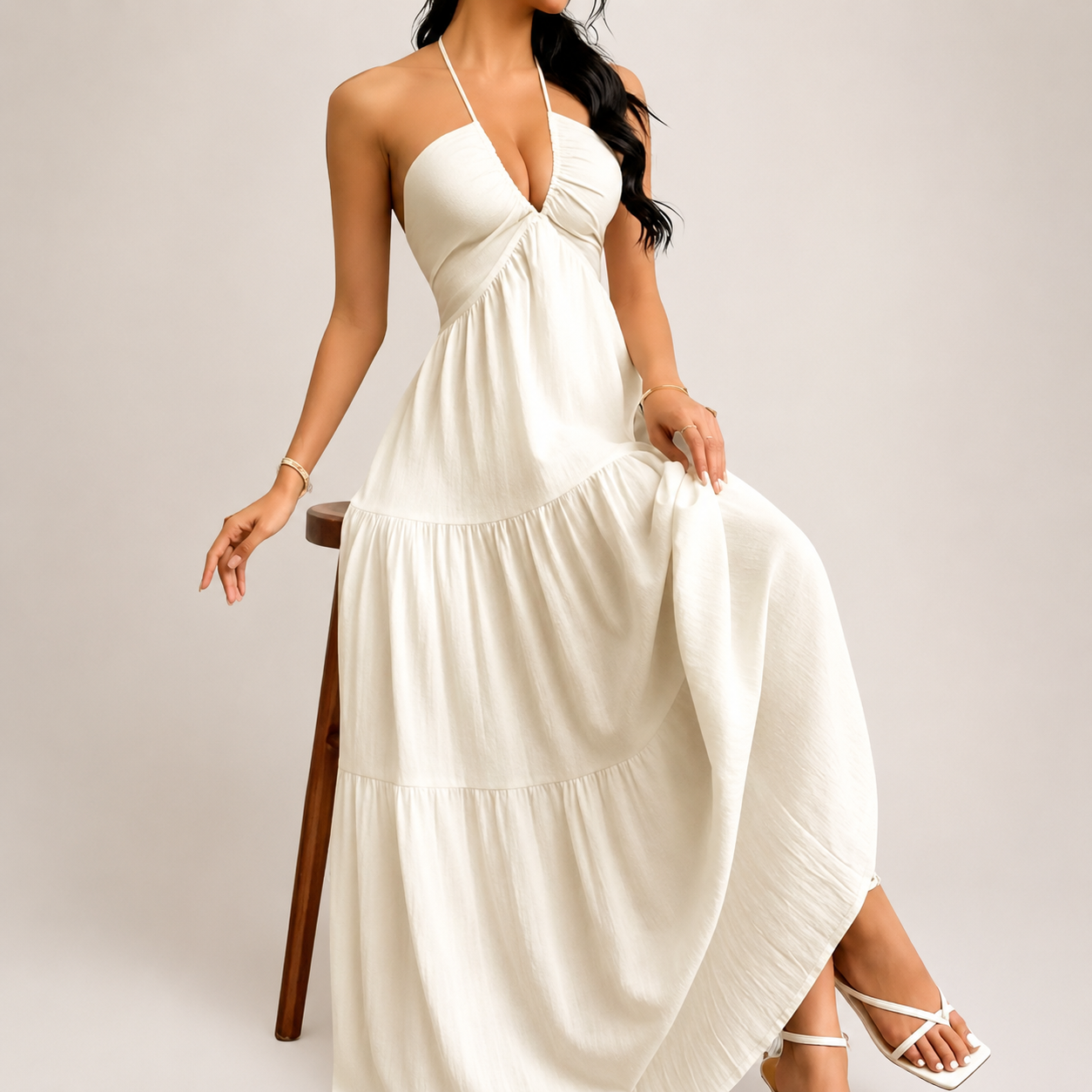Solara | Vestido maxi con escote halter Grace
