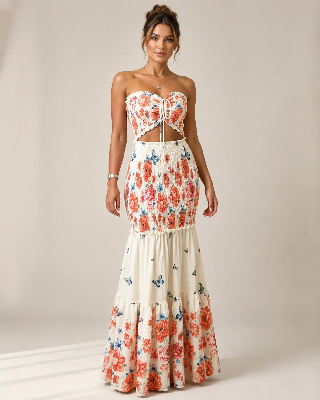 Alessia | Conjunto maxi tropical con lazo frontal