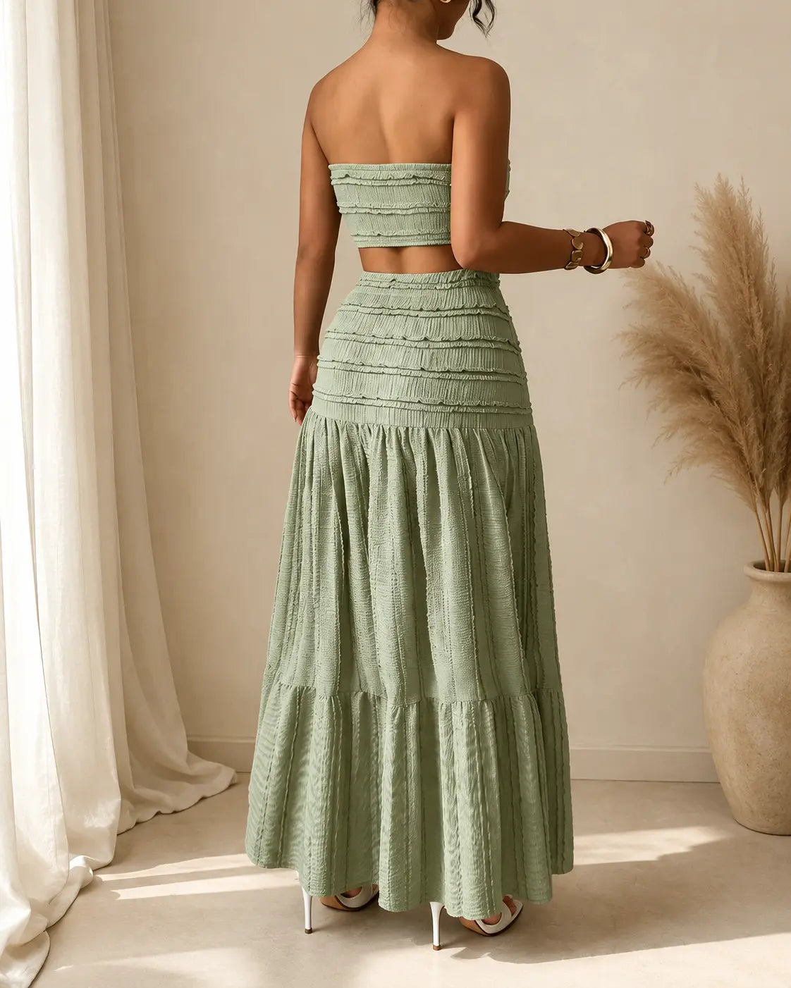 Aria | Conjunto de falda maxi fruncida