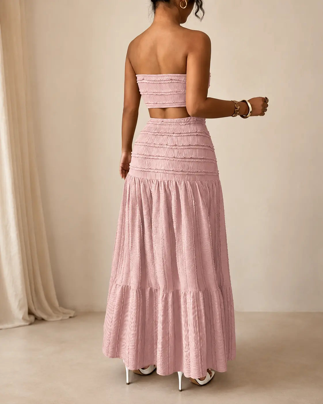 Aria | Conjunto de falda maxi fruncida