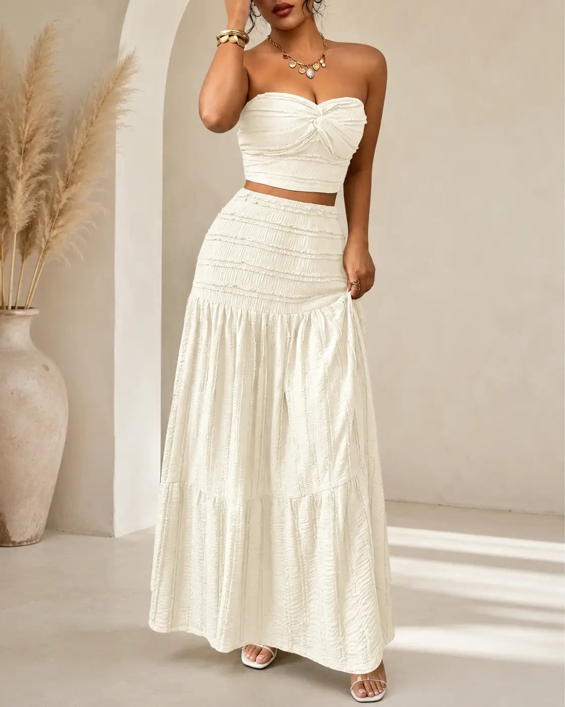 Aria | Conjunto de falda maxi fruncida